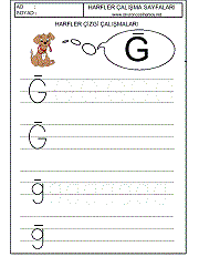 okul öncesi harfler çizgi çalışmaları ğ harfi